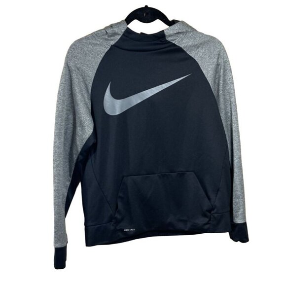 Nike Boy's Pullover Sweatshirt Hoodie Black Grey Dri-Fit Size XL Extra Large - Picture 1 of 6